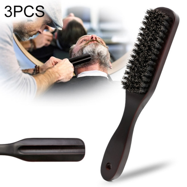 3 PCS Wooden Handle Boar Brush Cleaning Hair Men Beard Brush Anti-static Barber Shop Hair Styling Comb Shaving Tools
