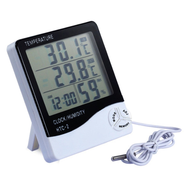 3.8 inch LCD Digital Temperature & Humidity Meter with Clock / Calendar (HTC-2)