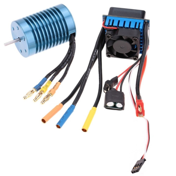 3650 4370KV 4P Sensorless Brushless Motor with 45A Brushless Electric Speed Controller for 1/10 RC Car Truck