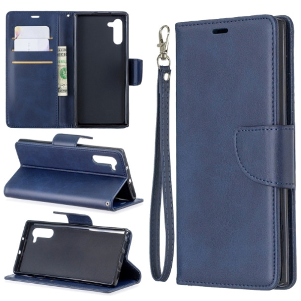Retro Lambskin Texture Pure Color Horizontal Flip PU Leather Case with Holder & Card Slots & Wallet & Lanyard for Galaxy Note10(Blue)