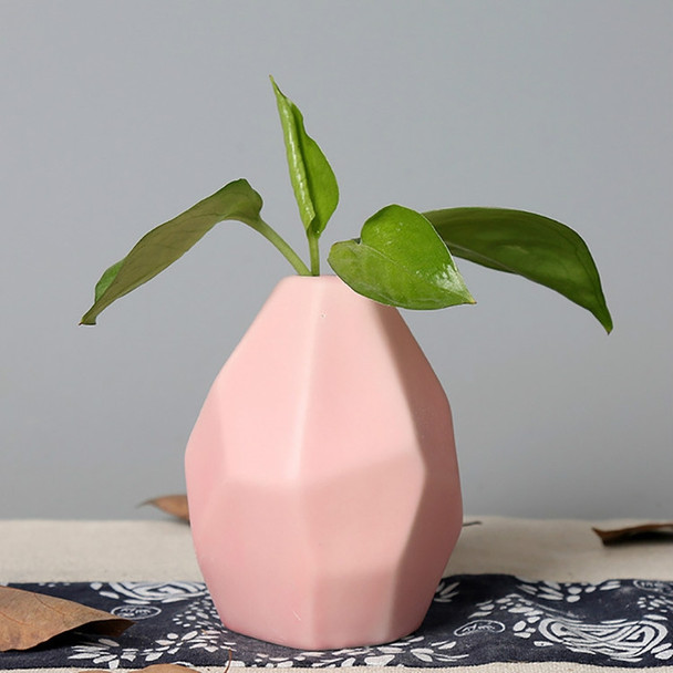 Home Garden Rhombus Pattern Mini Ceramic Vase Wedding Garden Plant Decoration(Pink)