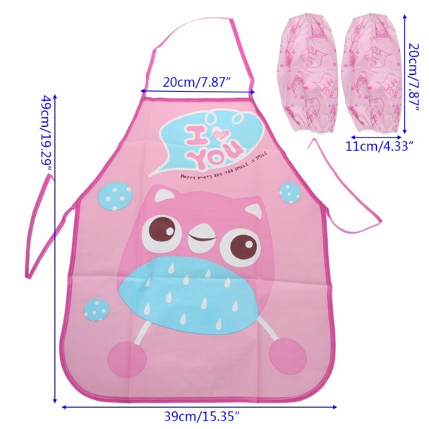 Cute Kids Apron Sleeves Waterproof Protection Set(Owl)