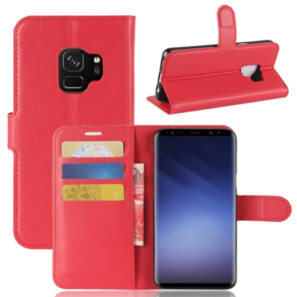 For Galaxy S9 Litchi Texture Horizontal Flip Leather Case with Holder & Wallet & Card Slots(Red)