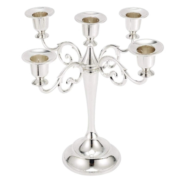 Retro Candlestick Home Decoration Living Room Cafe Theme Restaurant Jewelry Candlelight Dinner Props Gifts, Style:Silver-5 Arms
