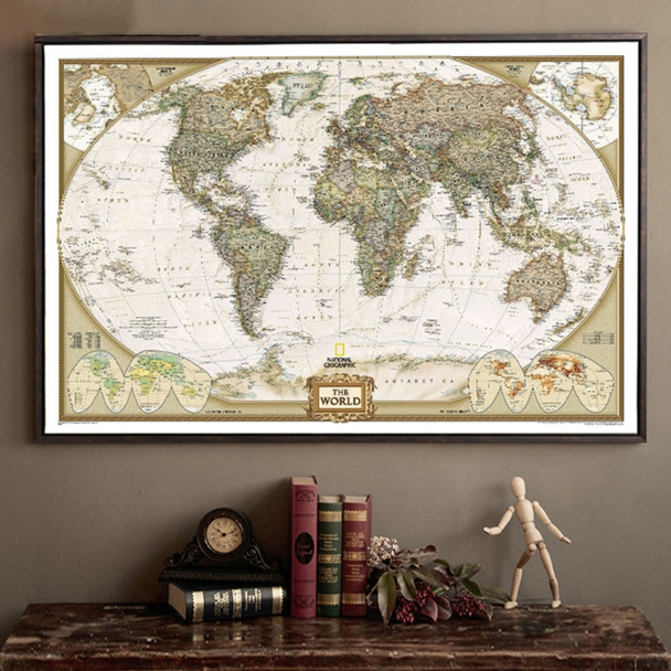 Antique Poster Wall Chart Retro Matte Kraft Paper World Map, Size:70X105cm