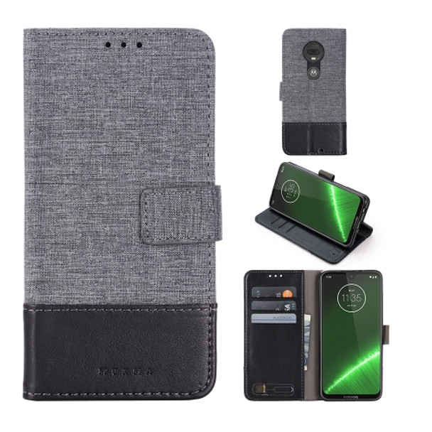 For Motorola Moto G7 Plus MUXMA MX102 Horizontal Flip Canvas Leather Case with Stand & Card Slot & Wallet Function(Black)