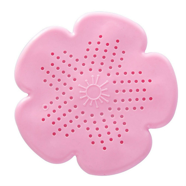 2 PCS Flower Shape Bathroom Floor Drain Hair Stopper Filter Sink Strainer(Pink)
