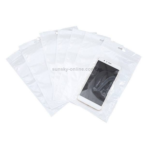 100 PCS 25cm x 35cm Hang Hole Clear Front White Pearl Jewelry Zip Lock Packaging Bag, Custom Printing and Size are welcome