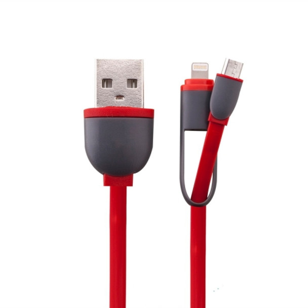 1m 2 in 1 8 Pin & Micro USB to USB Data / Charger Cable, For iPhone, iPad, Samsung, HTC, LG, Sony, Huawei, Lenovo, Xiaomi and other Smartphones(Red)