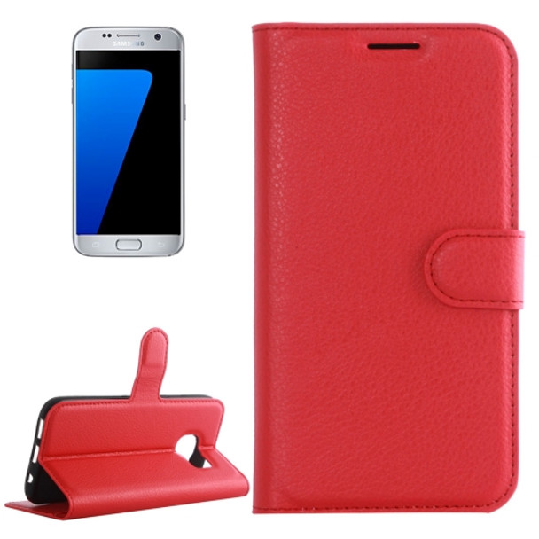 For Galaxy S7 / G930 Litchi Texture Horizontal Flip Leather Case with Holder & Card Slots & Wallet(Red)