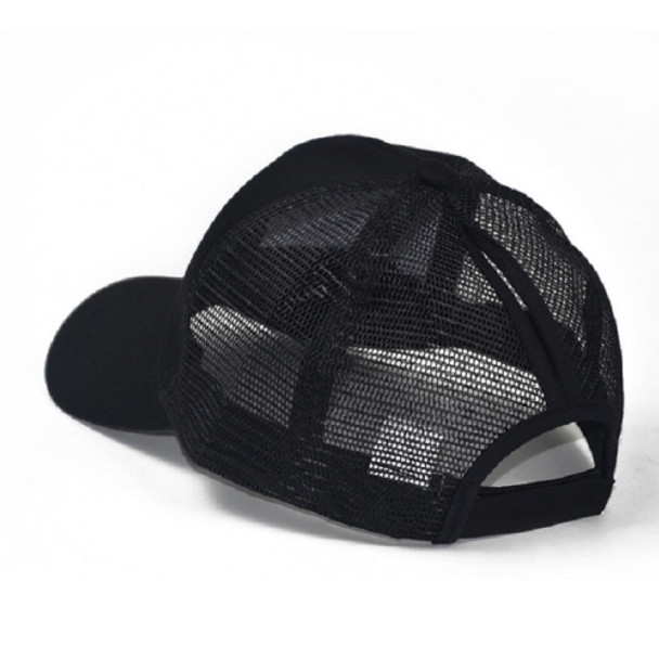 Summer Cotton Mesh Opening Ponytail Hat Sunscreen Baseball Cap, Specification:??(Black)