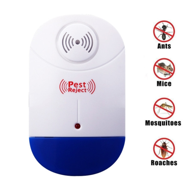 Electronic Ultrasonic Mosquito Rat Pest Control Repeller with LED Light, US Plug, AC90V-250V (White+Blue)