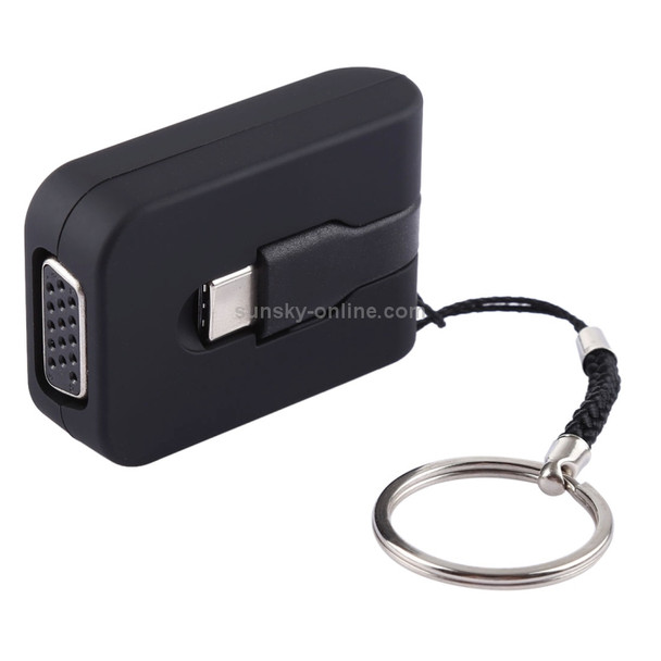S-1616 1080P VGA to USB-C / Type-C Mini Adapter with Buckle (Black)