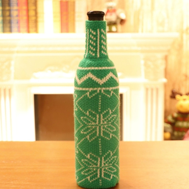 Snowflake Knit Sweater Bottle Set Christmas Decoration(Green)