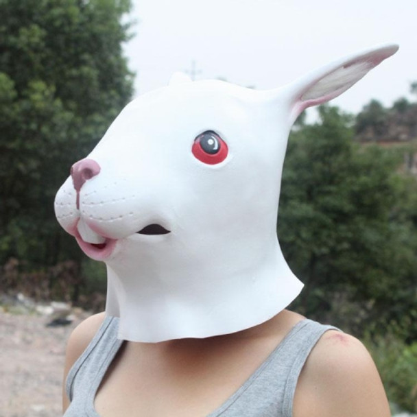 Popular Lovely Halloween Mask Masquerade Emulsion Rabbit Mask with Villus Ears for Men and Women