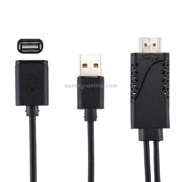 1080P USB 2.0 Male + USB 2.0 Female to HDMI HDTV AV Adapter Cable for iPhone / iPad, Android Smartphones(Black)