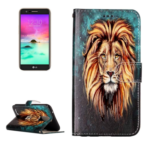 For LG K10 (2017) Gloss Oil Embossed Lion Pattern Horizontal Flip Leather Case with Holder & Card Slots & Wallet & Photo Frame