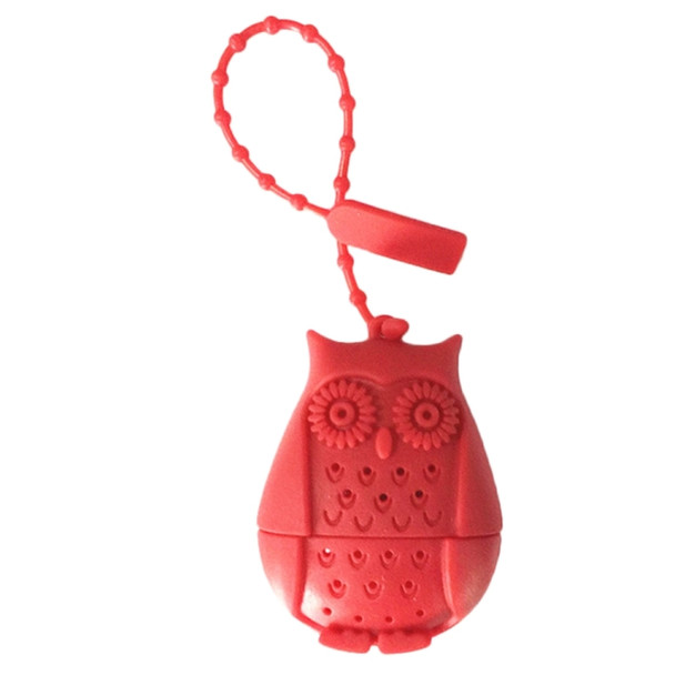 2PCS Creative Cute Owl Tea Strainer Tea Bags  Food Grade Silicone Tea Infuser Filter(Red)