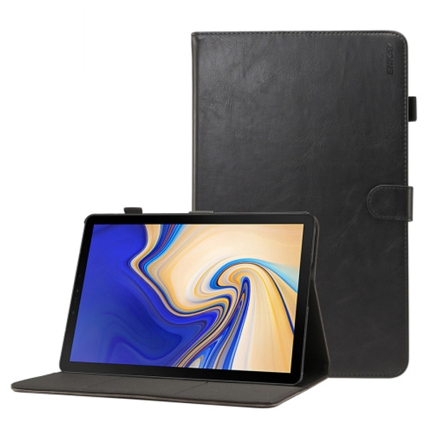 ENKAY Crazy Horse Texture Horizontal Flip Leather Case for Galaxy Tab S4 10.5 T830 / T835, with Card Slots & Holder & Sleep / Wake-up Function (Black)
