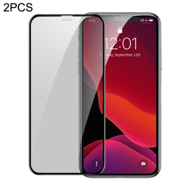 2 PCS Baseus 0.3mm Full Screen Curved Edge Cellular Dust Anti-glare Tempered Glass Film for iPhone 11 Pro Max / XS Max