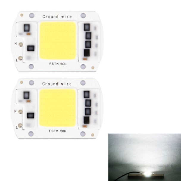 2 PCS 100W 2800-6000K High Power Brightness COB Chips LED Light Beads, AC 220V (White Light)