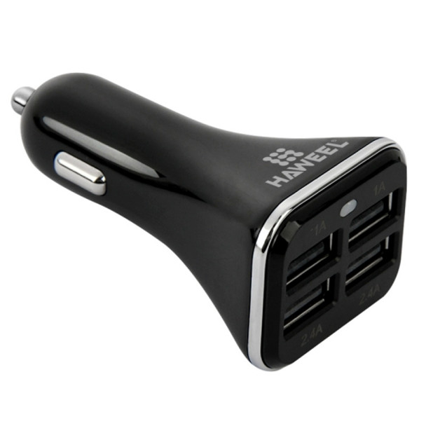 HAWEEL Universal 5V 6.8A 4 USB Ports Car Charger for Smartphone / Tablet PC(Black)