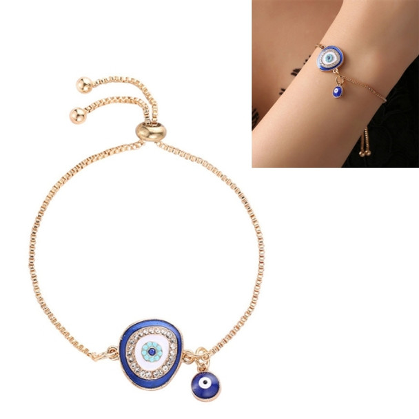 Women Handmade Blue Crystal Evil Eye Lucky Chains Bracelets(Dark Blue)