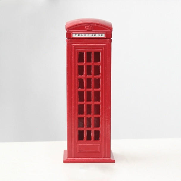 Retro Tin Alloy Telephone Booth Postbox Piggy Bank Decoration(Telephone Booth )