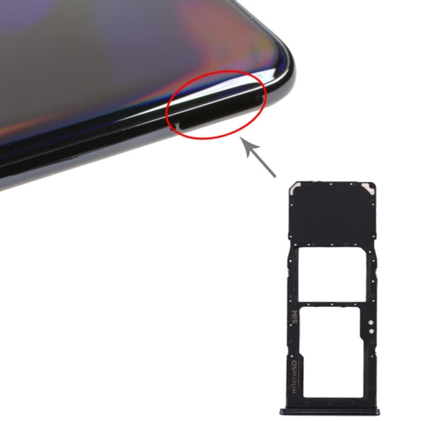 SIM Card Tray + Micro SD Card Tray for Galaxy A70 (Black)