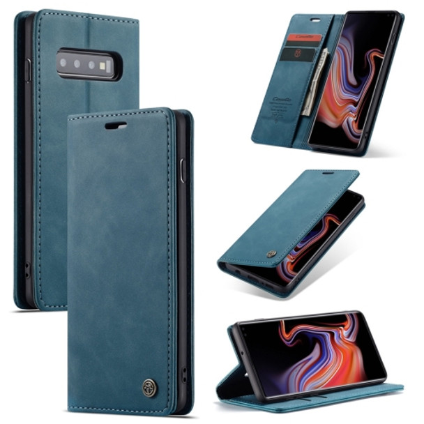 CaseMe-013 Multifunctional Retro Frosted Horizontal Flip Leather Case for Galaxy S10 Plus, with Card Slot & Holder & Wallet (Blue)