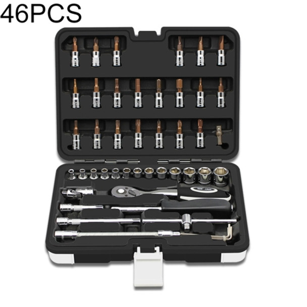 46 PCS Small Interface Ratchet Wrench Set Car Repair Combination Hardware Toolbox