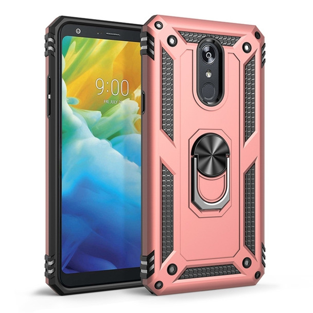 Armor Shockproof TPU + PC Protective Case for LG Stylo 5, with 360 Degree Rotation Holder (Rose Gold)