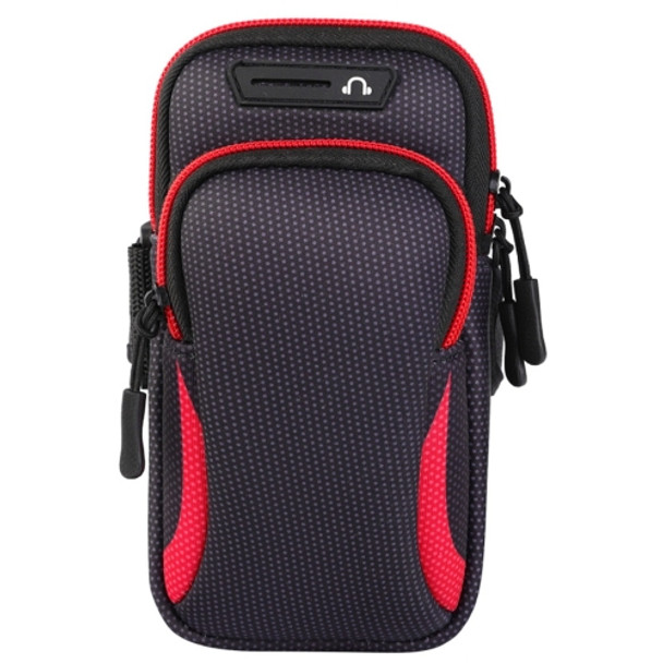 Multi-functional Universal Double Layer Zipper Sport Arm Case Phone Bag with Earphone Hole for 6.6 Inch or Below Smartphones (Red)