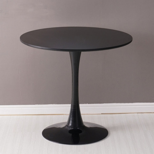 Home Round Table Coffee Shop Table Simple Leisure Wooden Round Table, Color:Black(70cm)