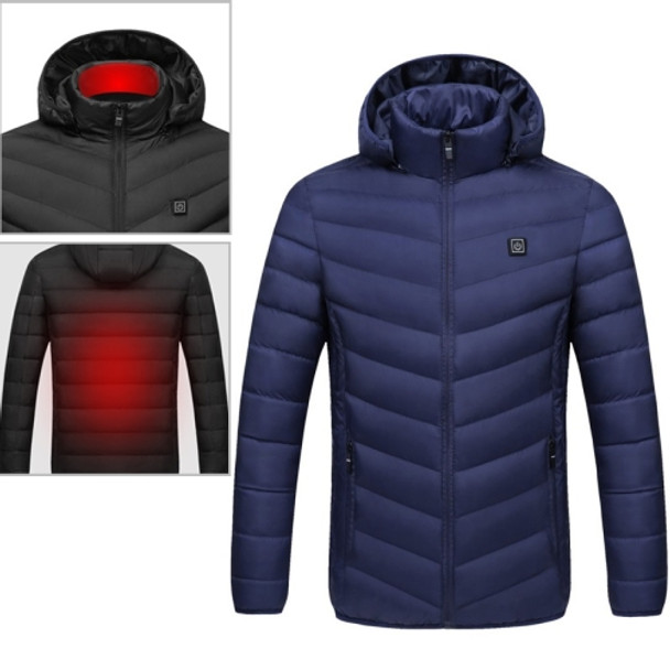 USB Heated Smart Constant Temperature Hooded Warm Coat for Men and Women (Color:Dark Blue Size:XXL)