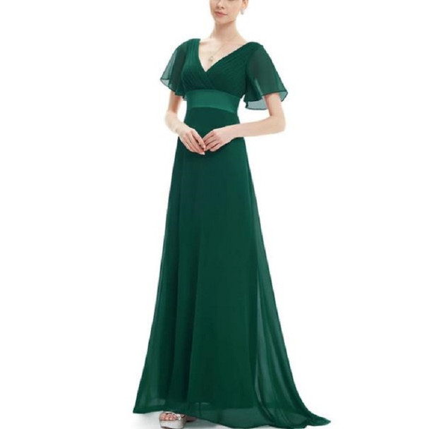 Evening Dresses Padded Trailing Flutter Summer Style Dresses, Size:XXXL(Dark Green)