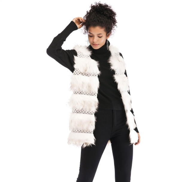 Woolen Vest Warm And Loose Long Coat (Color:White Size:L)