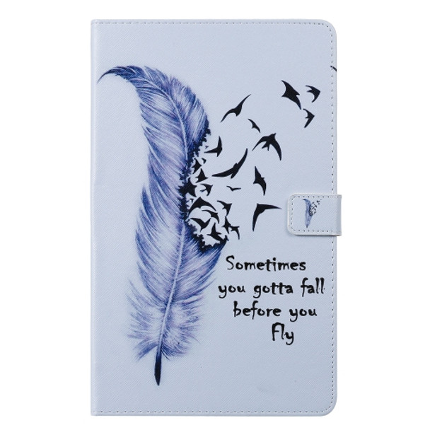 For Galaxy Tab A 10.1 (2019) 3D Colored Drawing Horizontal Flip Leather Case with Holder & Card Slots & Wallet(Feather)