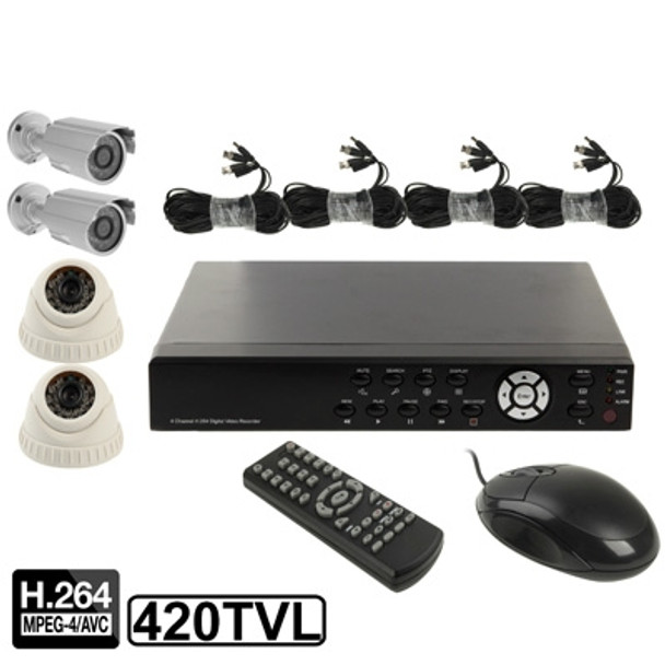 4-CH Embedded Digital Video Recorder Kit (1 / 3 Sharp CCD, 420TVL, 24 x IR LED, 6mm Lens, IR Distance: 25m, H.264 (8904AV 622QPIR+3223F)