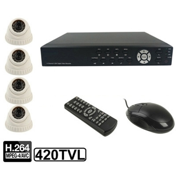 4-CH Embedded Digital Video Recorder Kit (1 / 4 Sharp CCD, 420TVL, 24 x IR LED, 6mm Lens, IR Distance: 25m, H.264 (8904AV 622QPIR+3223F)