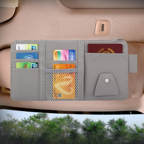 Car Sun Visor Board Paper Tissue Box CD Case Zipper Holder Card Bag Organizer (Grey)