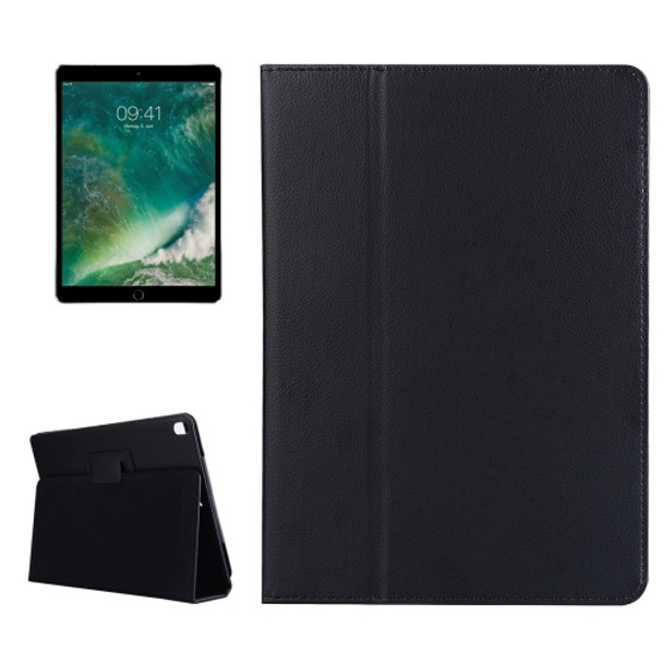 For iPad Pro 10.5 inch Litchi Texture 2-fold Horizontal Flip Leather Case with Holder(Black)