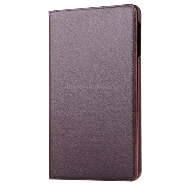 For Galaxy Tab A 10.1 / T580 Litchi Texture Horizontal Flip 360 Degrees Rotation Leather Case with Holder(Brown)