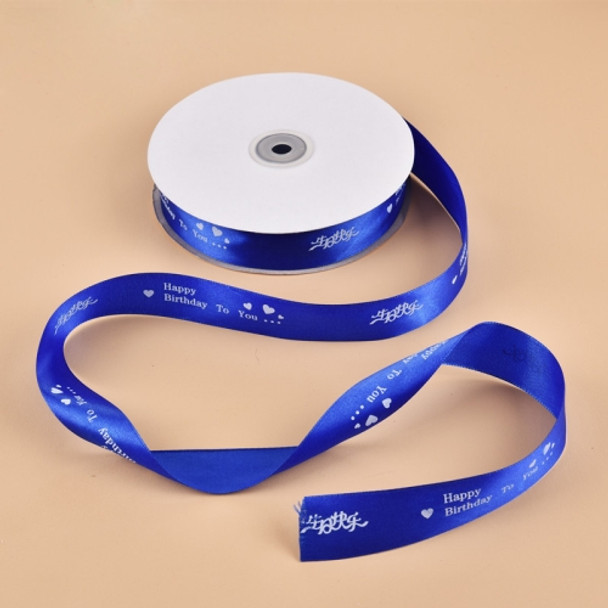 English Letter Colored Printed Ribbons Gift Bouquet Ribbons Bowknot Flowers Packaging Ribands, Size: 90m x 2.5cm, Random Color Delivery(Sapphire Blue)