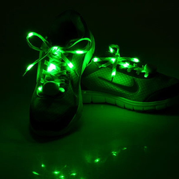 1 Pair LED Fluorescent Flat Shoelaces with Button, Length: about 113cm(Green)