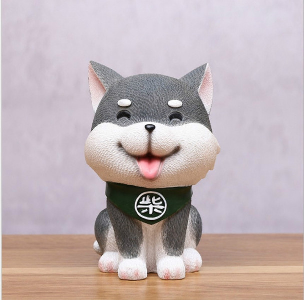 Grey Cute Resin Dog Piggy Bank Box Cute Gift Home Decoration, Size:Medium