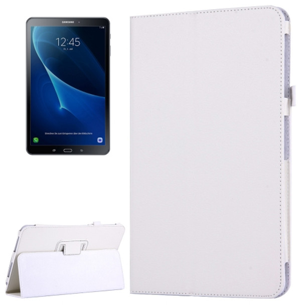 For Galaxy Tab A 10.1 / T580 Litchi Texture Magnetic Horizontal Flip Leather Case with Holder & Sleep / Wake-up Function(White)