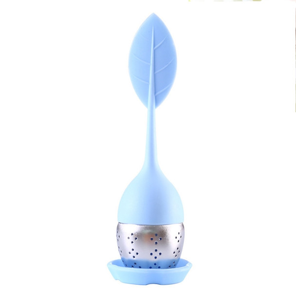 Stainless Steel Leaf Shape Silicone Tea Bag Tea Strainers (Baby Blue)