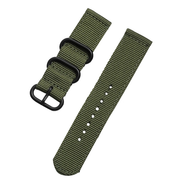 Washable Nylon Canvas Watchband, Band Width:18mm(Army Green with Black Ring Buckle )
