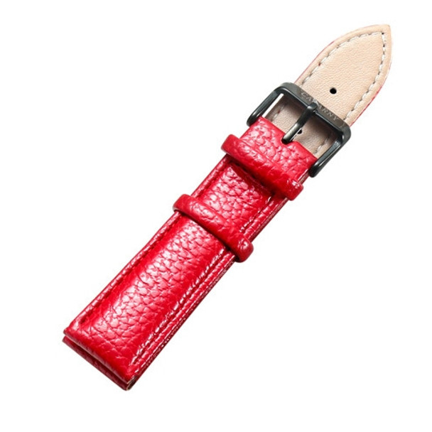 CAGARNY Simple Fashion Watches Band Black Buckle Leather Watch Strap, Width: 20mm(Red)